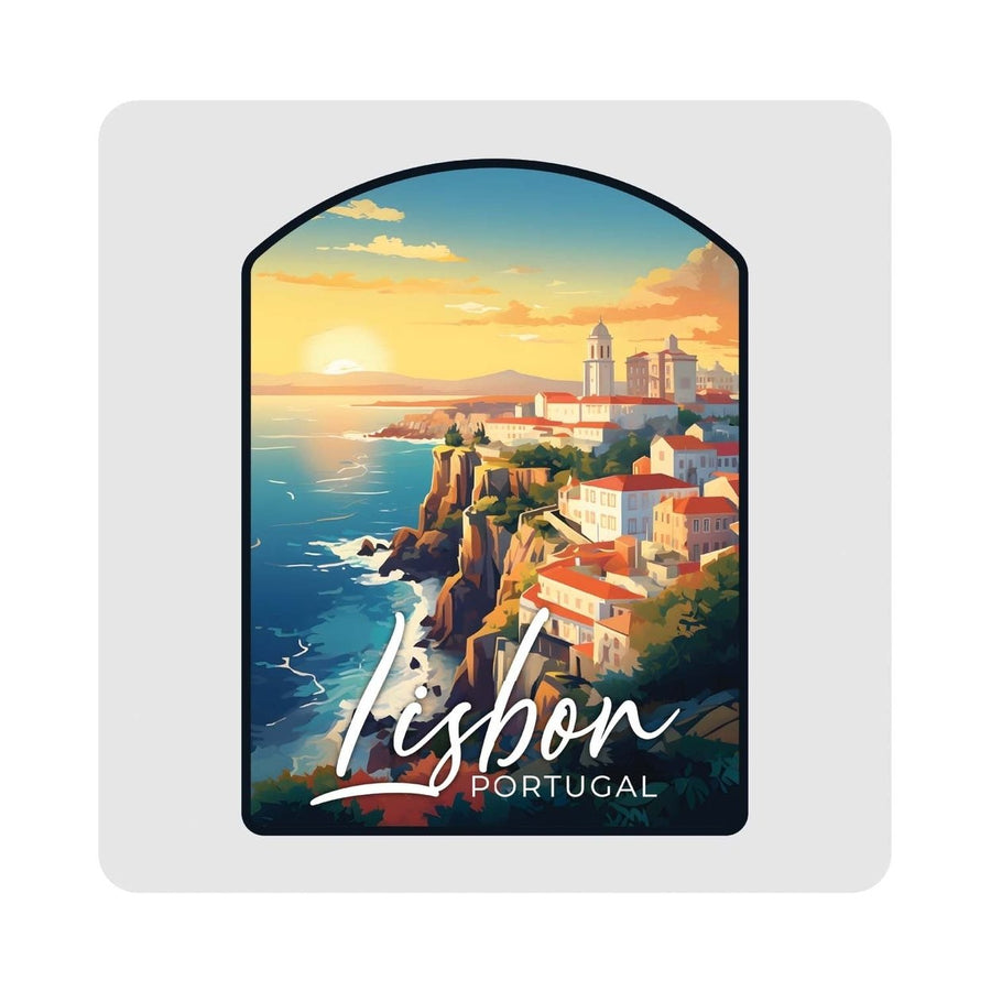 Lisbon Portugal Design B Souvenir 4x4-Inch Coaster Acrylic 4 Pack Image 1