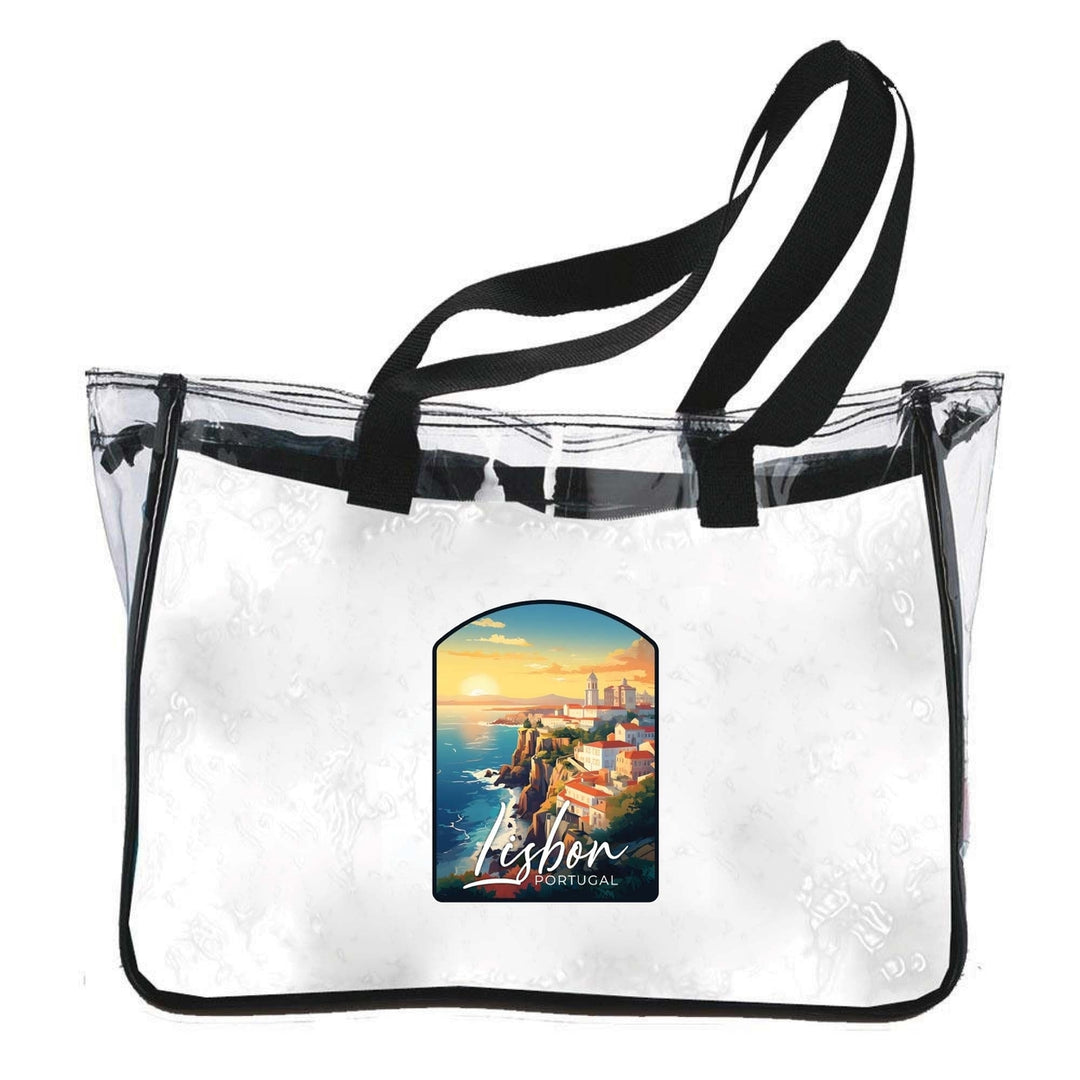 Lisbon Portugal Design B Souvenir Clear Tote Bag Image 1