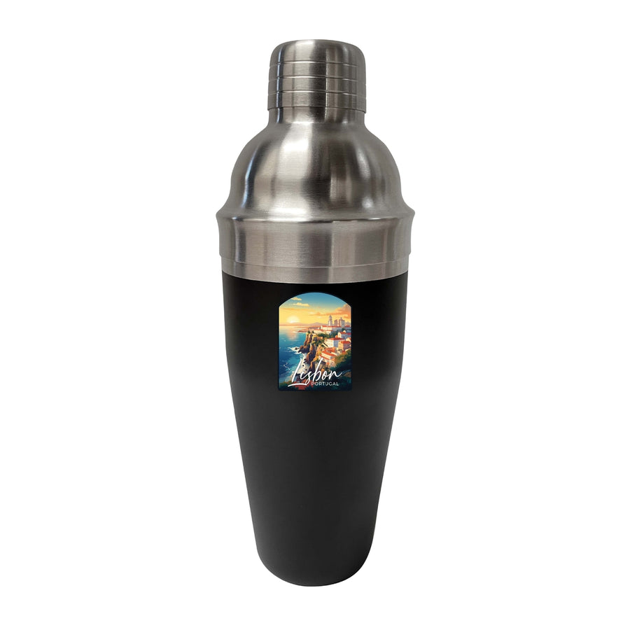 Lisbon Portugal Design B Souvenir 24 oz Stainless Steel Cocktail Shaker Black Image 1