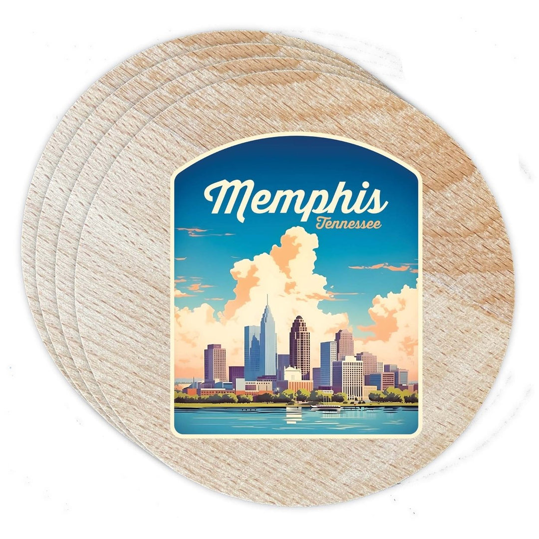 Memphis Tennessee Design A Souvenir Coaster Wooden 3.5 x 3.5-Inch 4 Pack Image 1