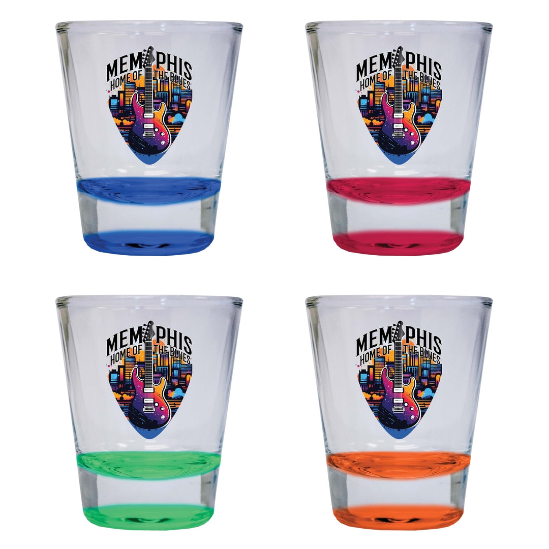 Memphis Tennessee Design B Souvenir 2 Ounce Shot Glass Round 4-Pack Multicolor Image 1