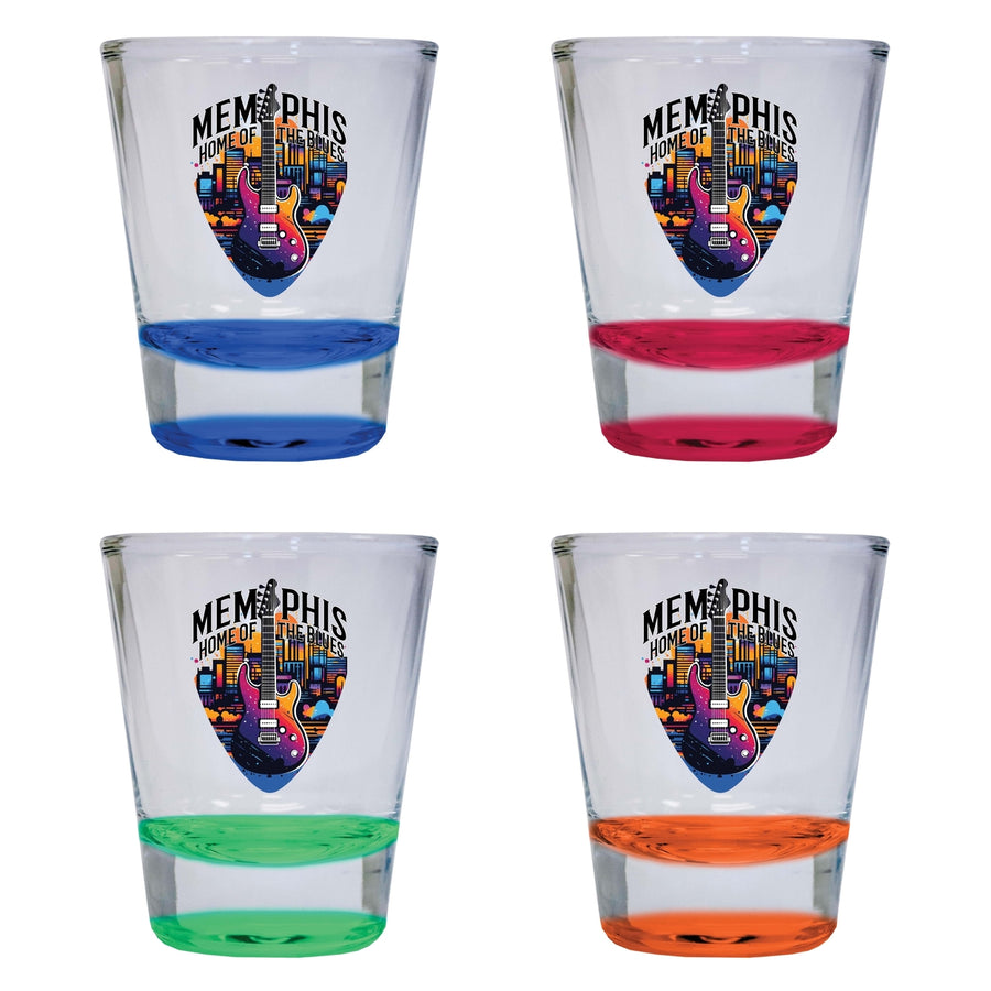 Memphis Tennessee Design B Souvenir 2 Ounce Shot Glass Round 4-Pack Multicolor Image 1