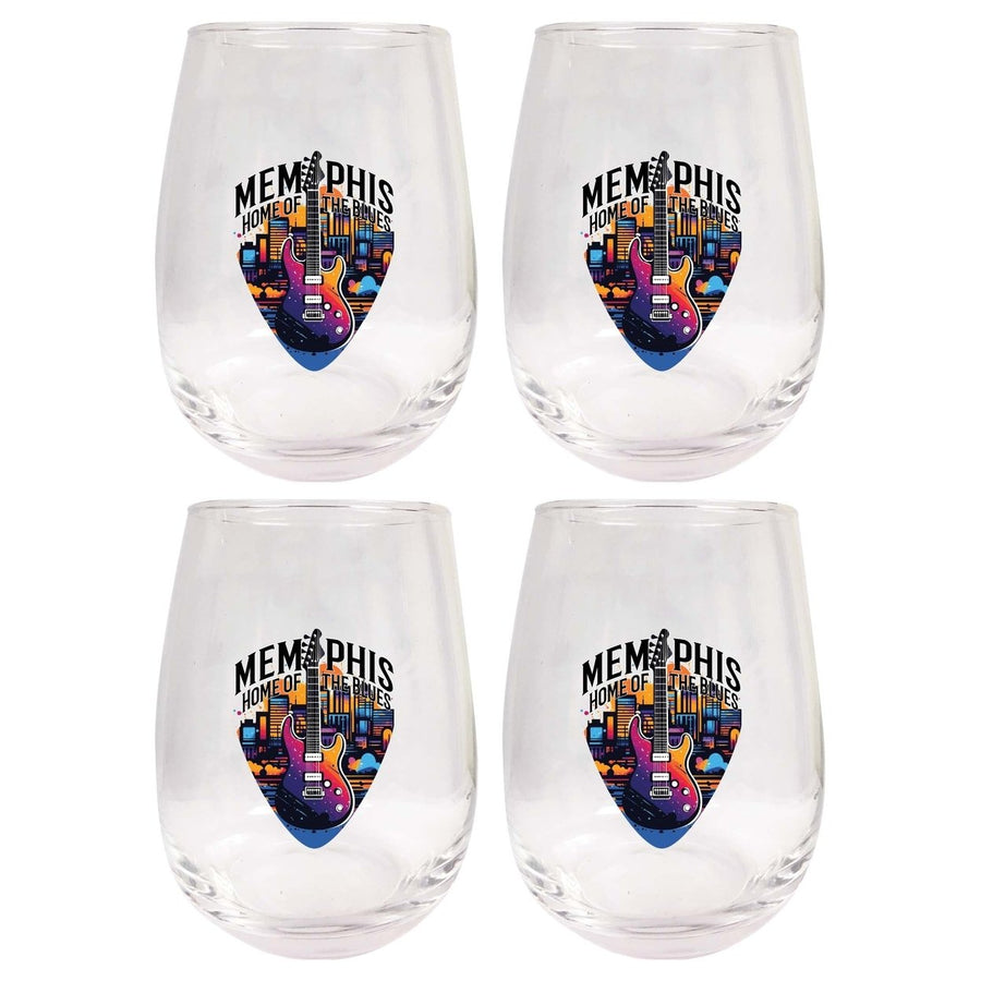 Memphis Tennessee Design B Souvenir 15 oz Stemless Wine Glass 4-Pack Image 1