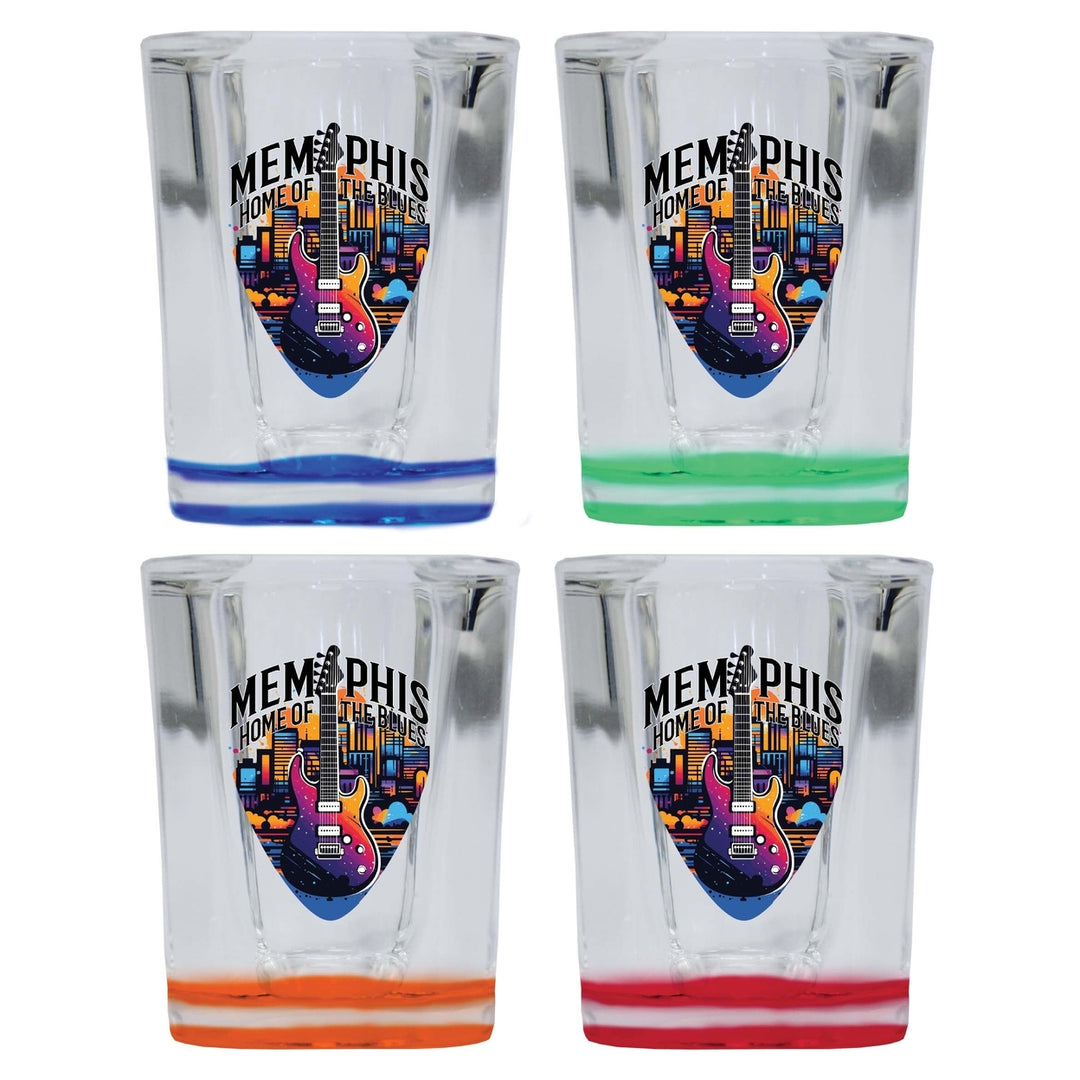 Memphis Tennessee Design B Souvenir 2 Ounce Shot Glass Square 4-Pack Multicolor Image 1