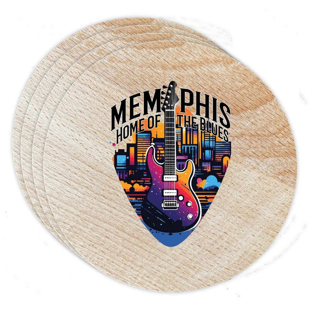 Memphis Tennessee Design B Souvenir Coaster Wooden 3.5 x 3.5-Inch 4 Pack Image 1