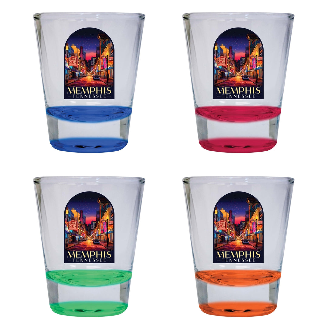 Memphis Tennessee Design C Souvenir 2 Ounce Shot Glass Round 4-Pack Multicolor Image 1