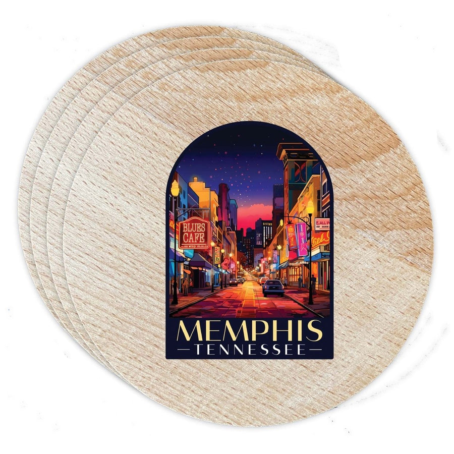 Memphis Tennessee Design C Souvenir Coaster Wooden 3.5 x 3.5-Inch 4 Pack Image 1