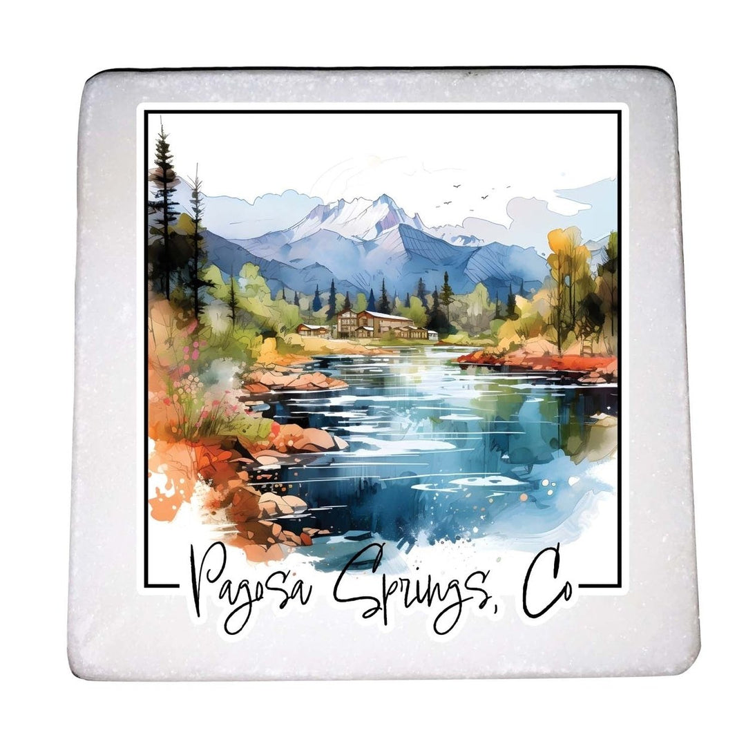 Pagosa Springs Colorado Design A Souvenir 4x4-Inch Coaster Marble 4 Pack Image 1