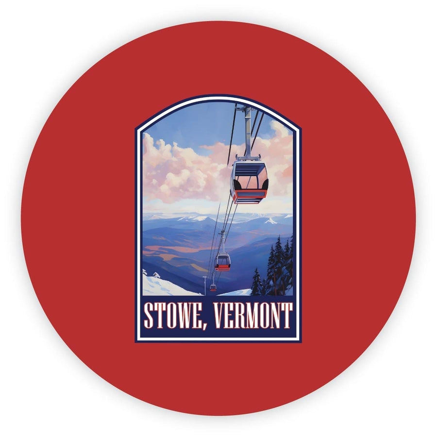 Stowe Mountain Vermont Design B Souvenir Round Vinyl Decal Sticker Image 1