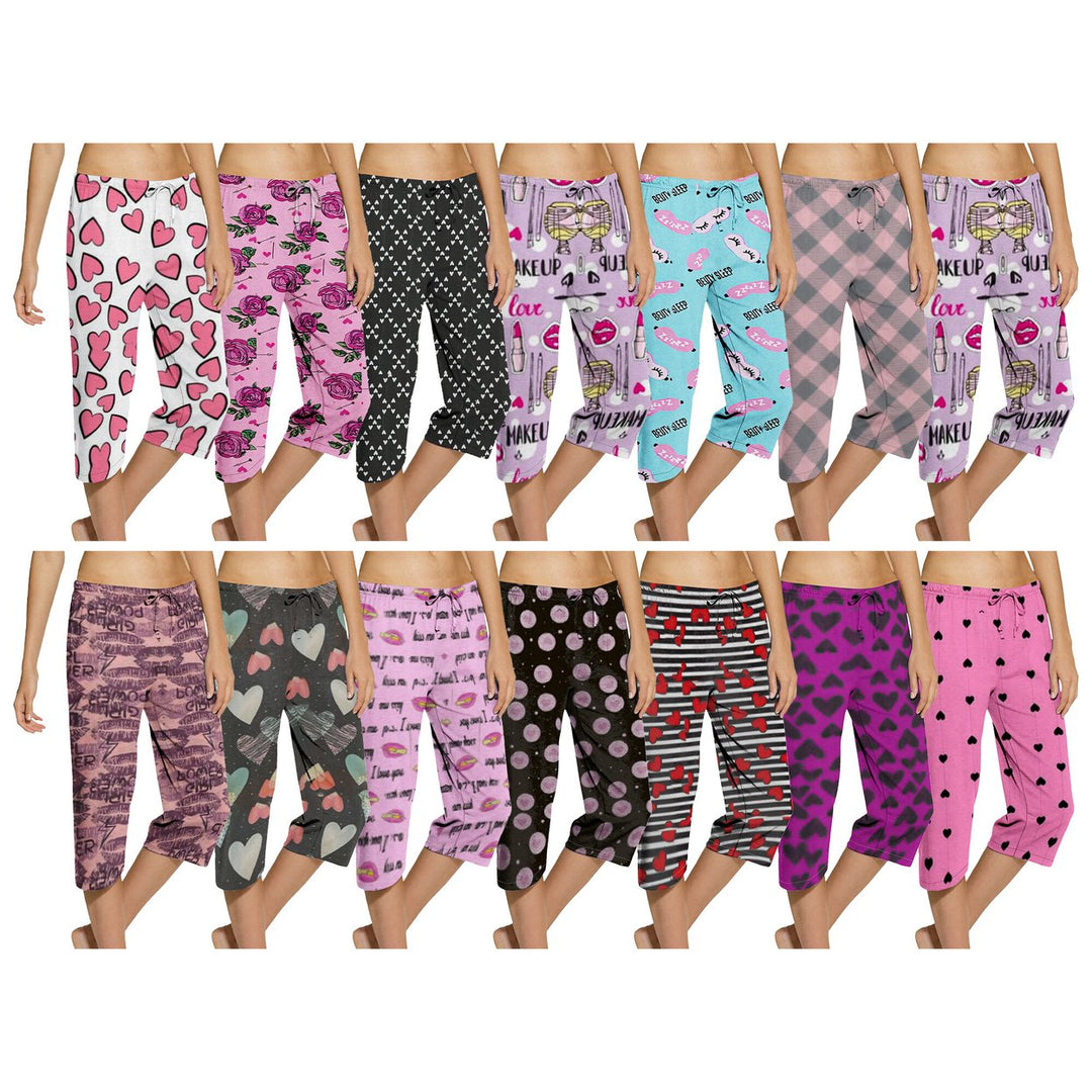 1-Pack Womens Ultra-Soft Cozy Terry knit Comfy Capri Sleepwear Pajama Bottoms Image 1