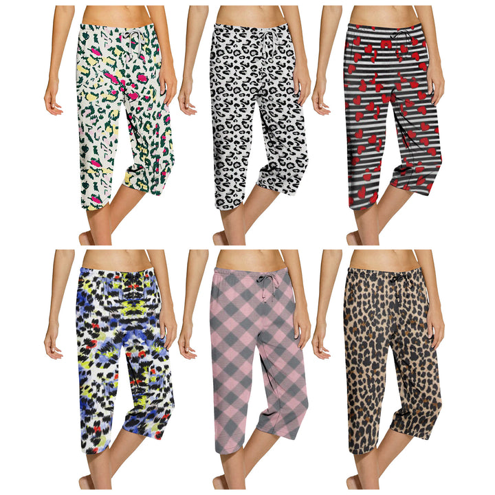 3-Pack Womens Ultra-Soft Cozy Capri Pajama Bottoms Sleepwear Comfy Pants Image 11