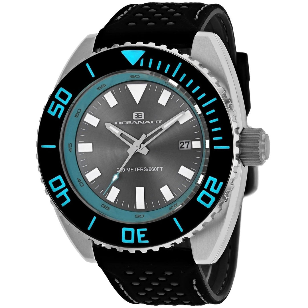 Oceanaut Mens Grey Dial Rubber Strap Quartz Watch OC0521 Waterproof 20 ATM Image 1