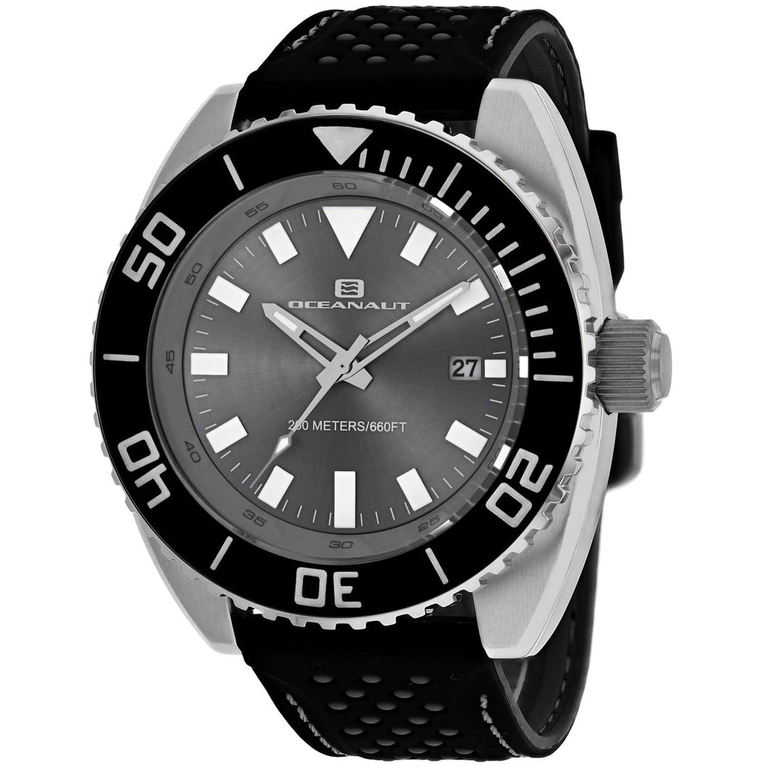 Oceanaut Mens Watch OC0520 Grey Dial Stainless Steel Rubber Strap Waterproof Image 1