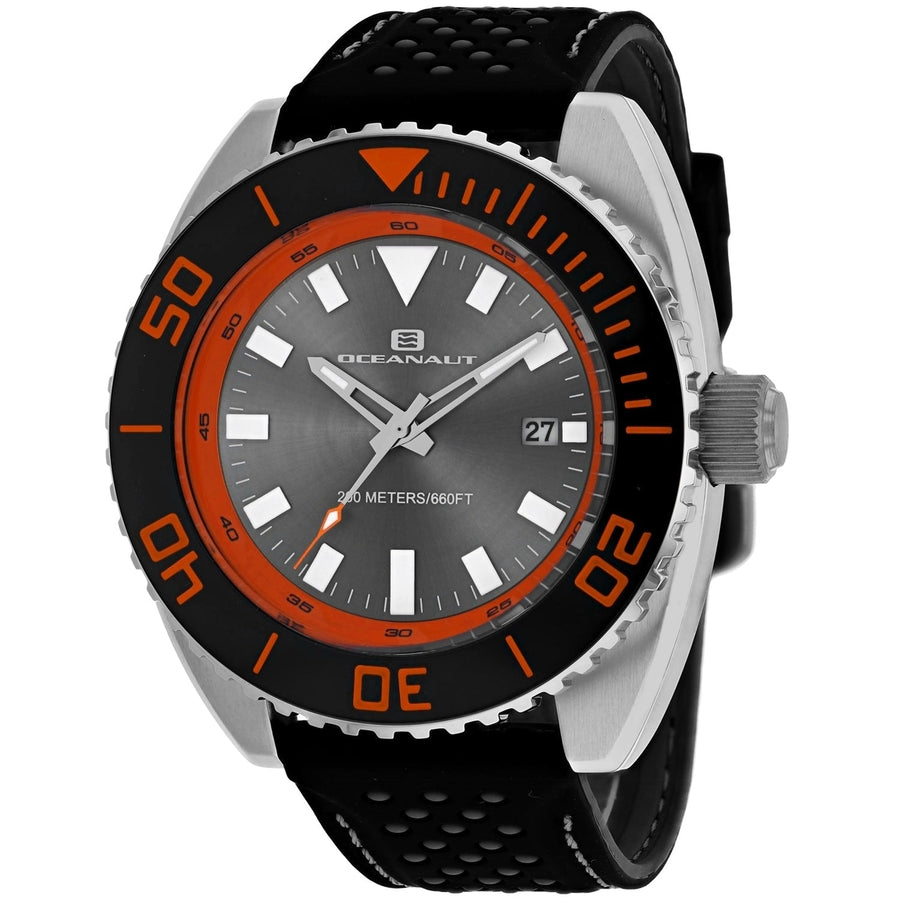 Oceanaut OC0522 Grey Dial Mens Watch Stainless Steel Waterproof Rubber Strap Image 1