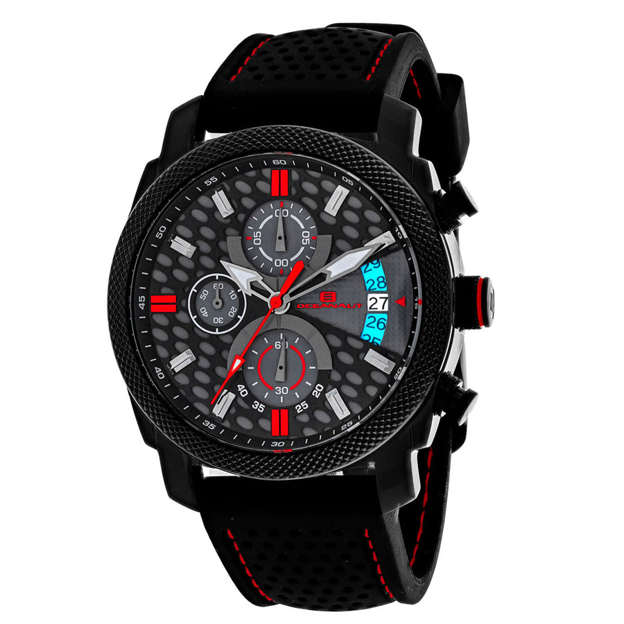 Oceanaut Mens Kryptonite Black Grey Dial Quartz Watch OC2324 Rubber Strap Image 1