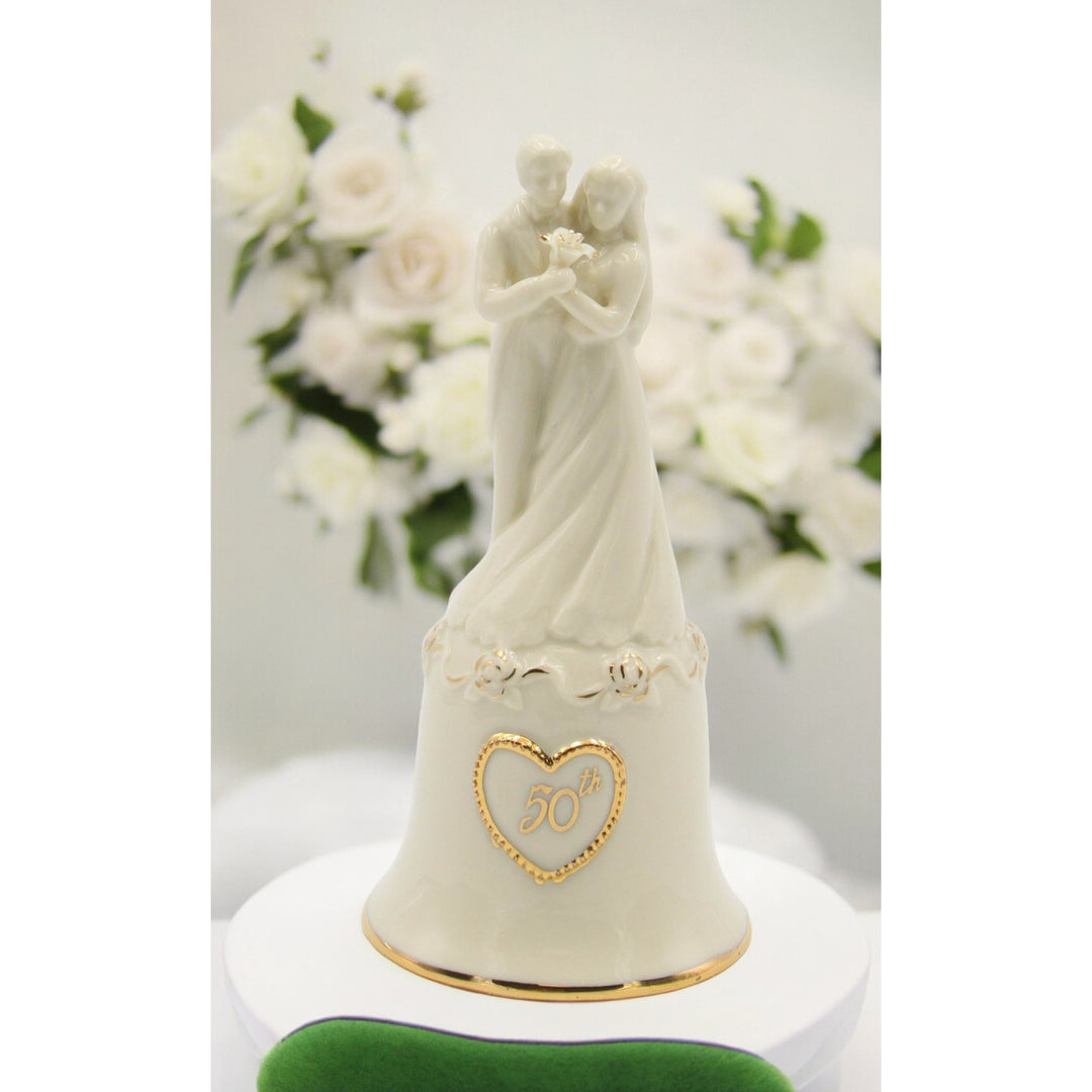 Ceramic 50th Anniversary Wedding Couple Bell 5.625 inches Decor Image 1