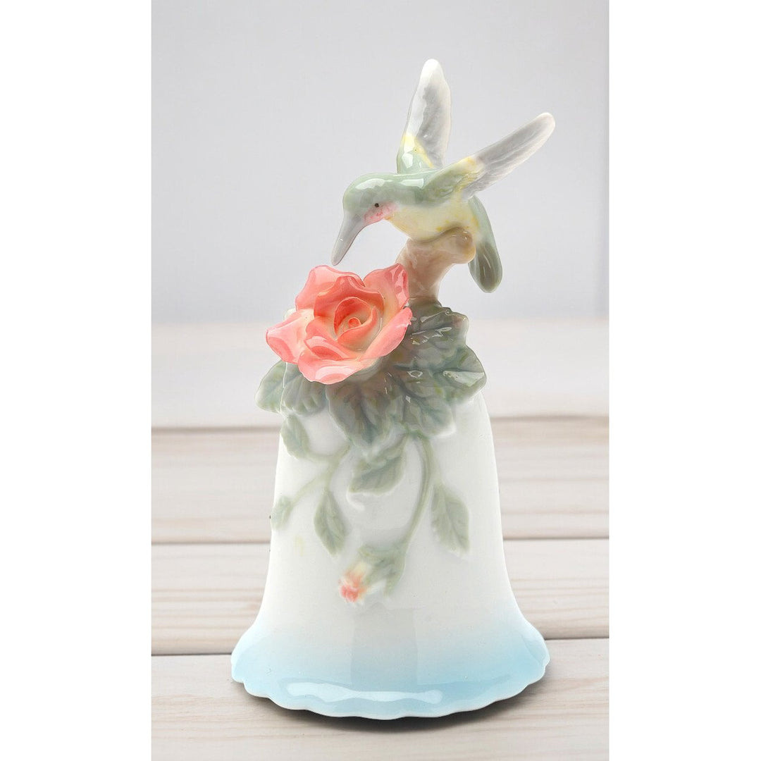 Ceramic Hummingbird Flower Bell  Birdwatcher 2.25" Image 2