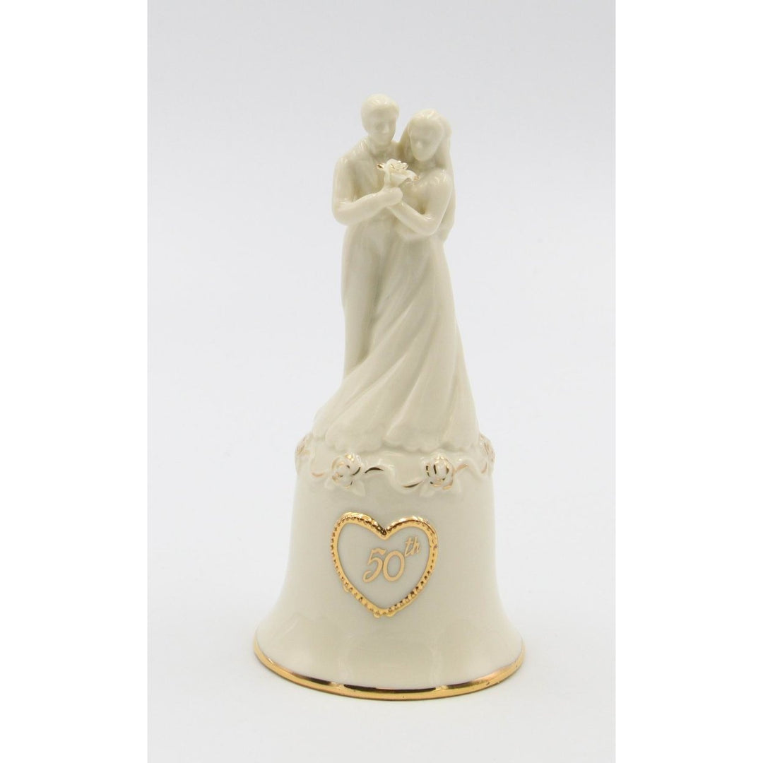 Ceramic 50th Anniversary Wedding Couple Bell 5.625 inches Decor Image 3