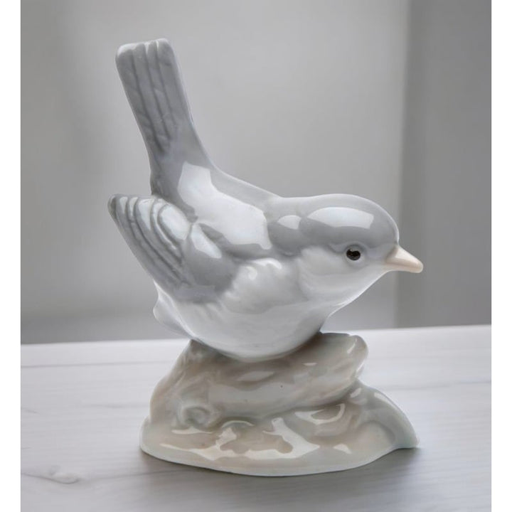 Ceramic Gray Bird Figurine 2.75 x 1.75 x 3.625 Gift for Birdwatcher Image 2