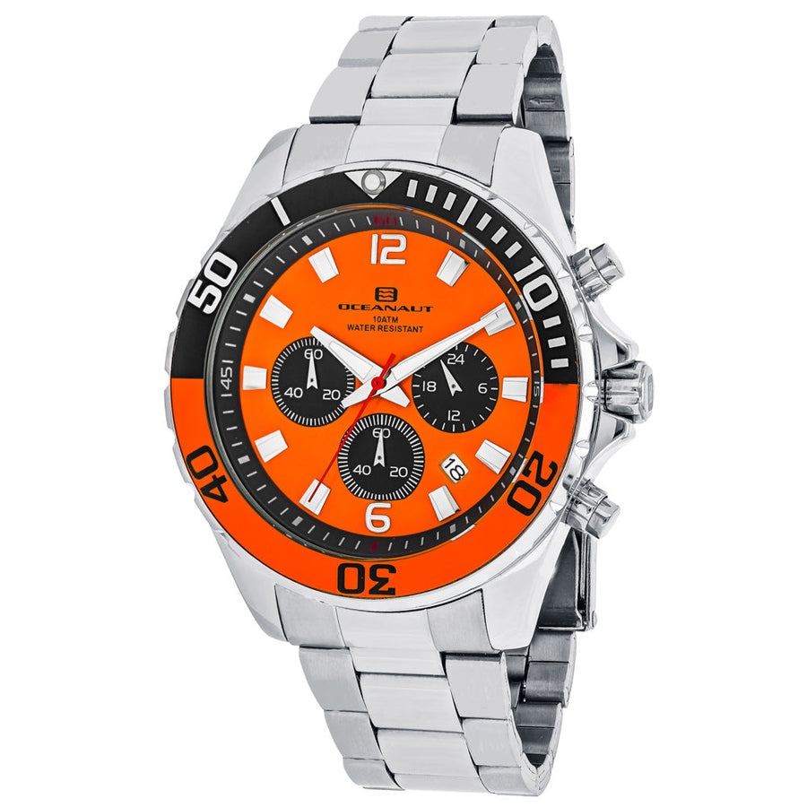 Oceanaut Sevilla OC2522 Mens Orange Dial Stainless Steel Quartz Watch Image 1