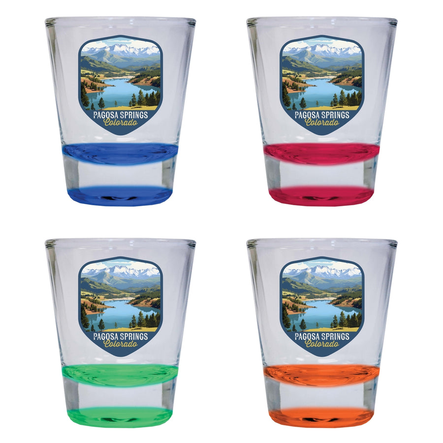 Pagosa Springs Colorado Design B Souvenir 2 Ounce Shot Glass Round 4-Pack Multicolor Image 1