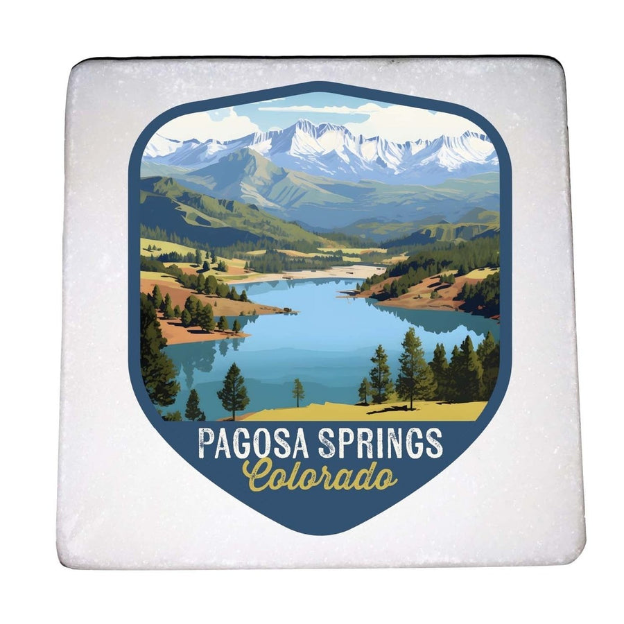 Pagosa Springs Colorado Design B Souvenir 4x4-Inch Coaster Marble 4 Pack Image 1