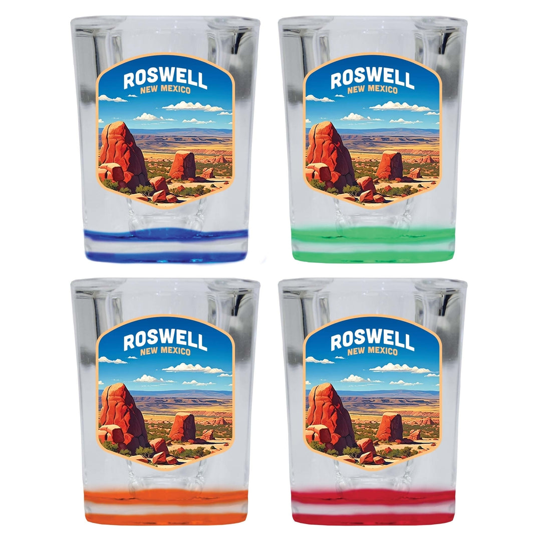 Rowell Mexico Design B Souvenir 2 Ounce Shot Glass Square 4-Pack Multicolor Image 1