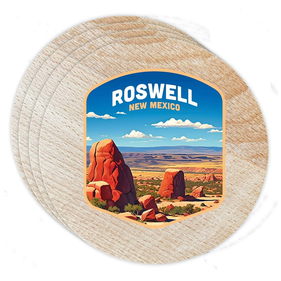 Rowell Mexico Design B Souvenir Coaster Wooden 3.5 x 3.5-Inch 4 Pack Image 1