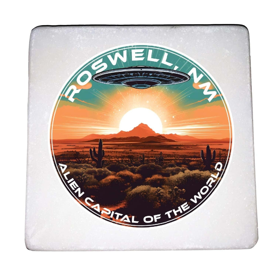 Roswell Mexico Design A Souvenir 4x4-Inch Coaster Marble 4 Pack Image 1