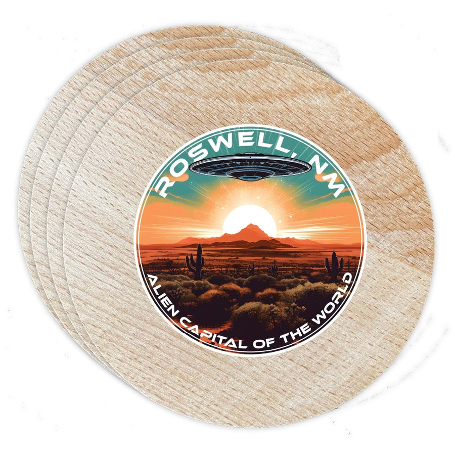 Roswell Mexico Design A Souvenir Coaster Wooden 3.5 x 3.5-Inch 4 Pack Image 1