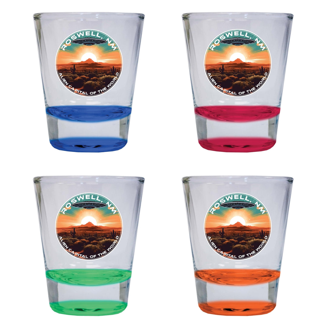 Roswell Mexico Design A Souvenir 2 Ounce Shot Glass Round 4-Pack Multicolor Image 1