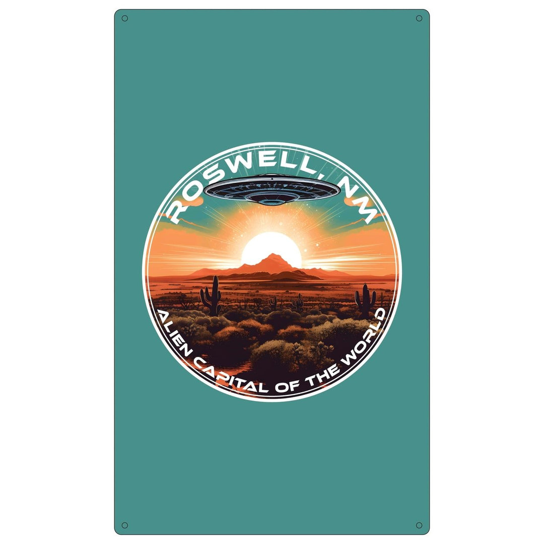 Roswell Mexico Design A Souvenir Metal Sign 9 x 15 Image 1