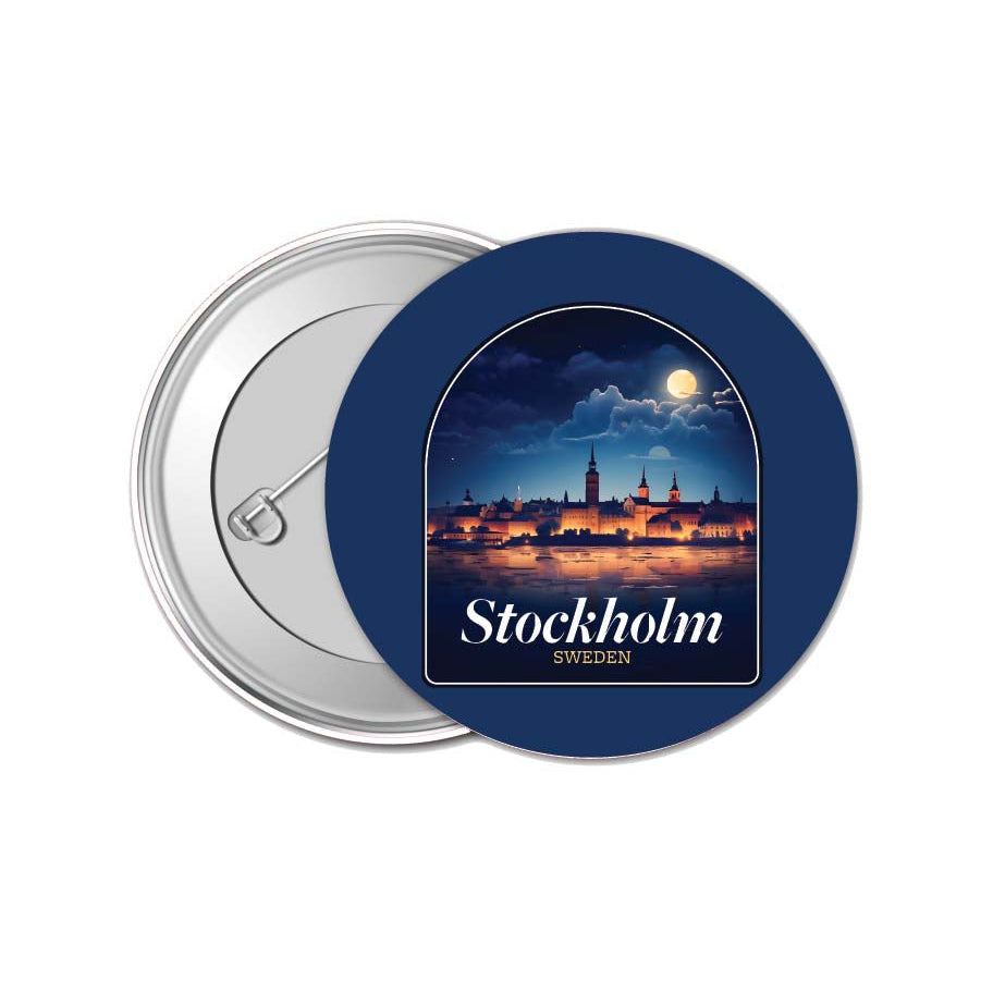 Stockholm Sweden Design B Souvenir Small 1-Inch Button Pin 4 Pack Image 1