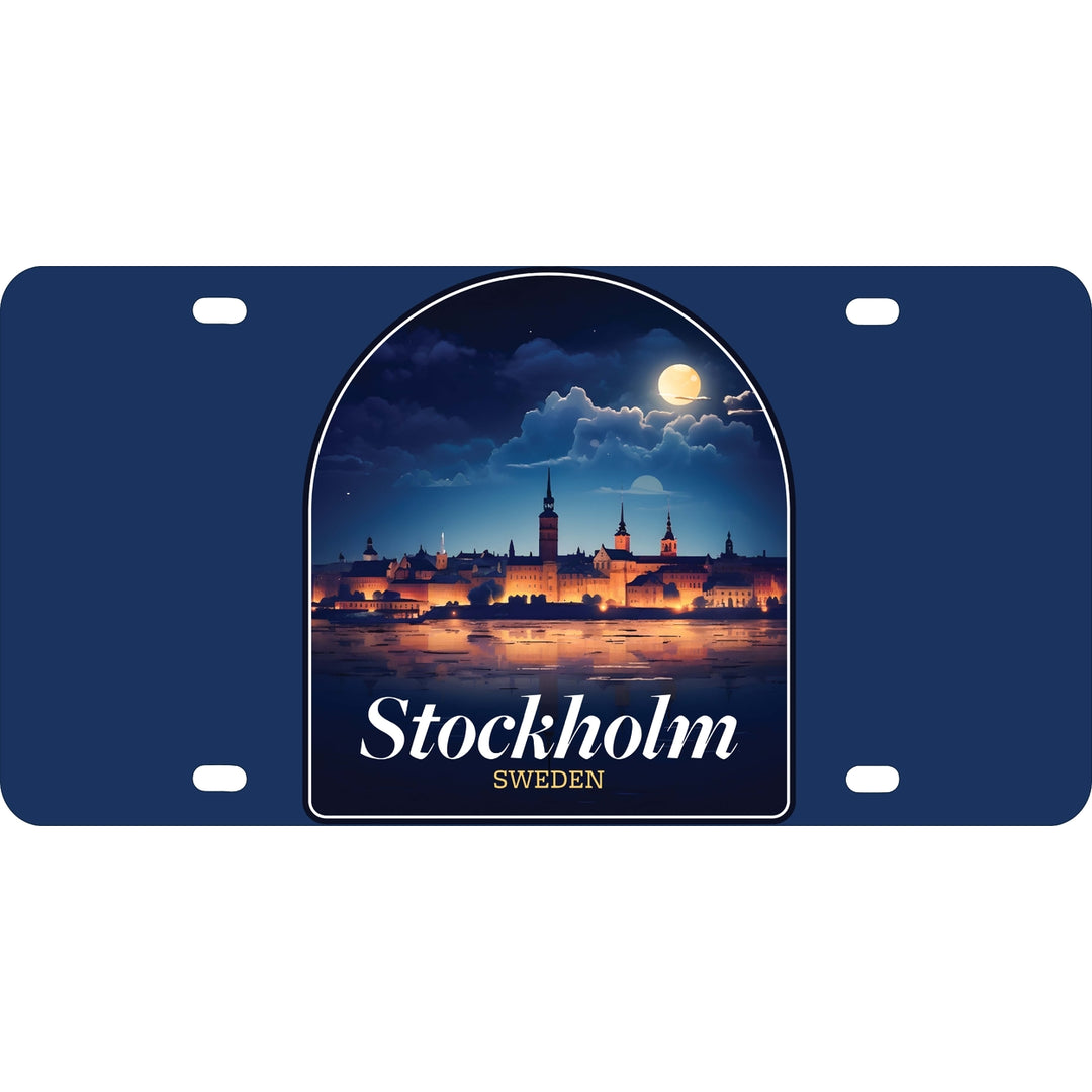 Stockholm Sweden Design B Souvenir Mini Metal License Plate 4.75 x 2.25 inch Image 1