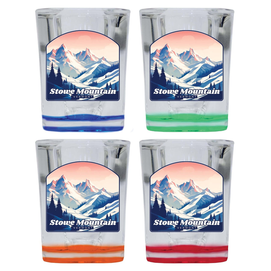 Stowe Mountain Vermont Design A Souvenir 2 Ounce Shot Glass Square 4-Pack Multicolor Image 1