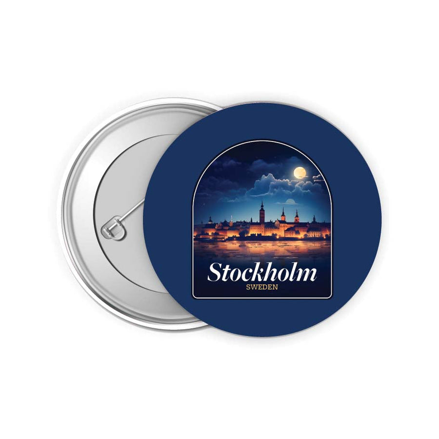 Stockholm Sweden Design B Souvenir Small 2-Inch Button Pin 4 Pack Image 1