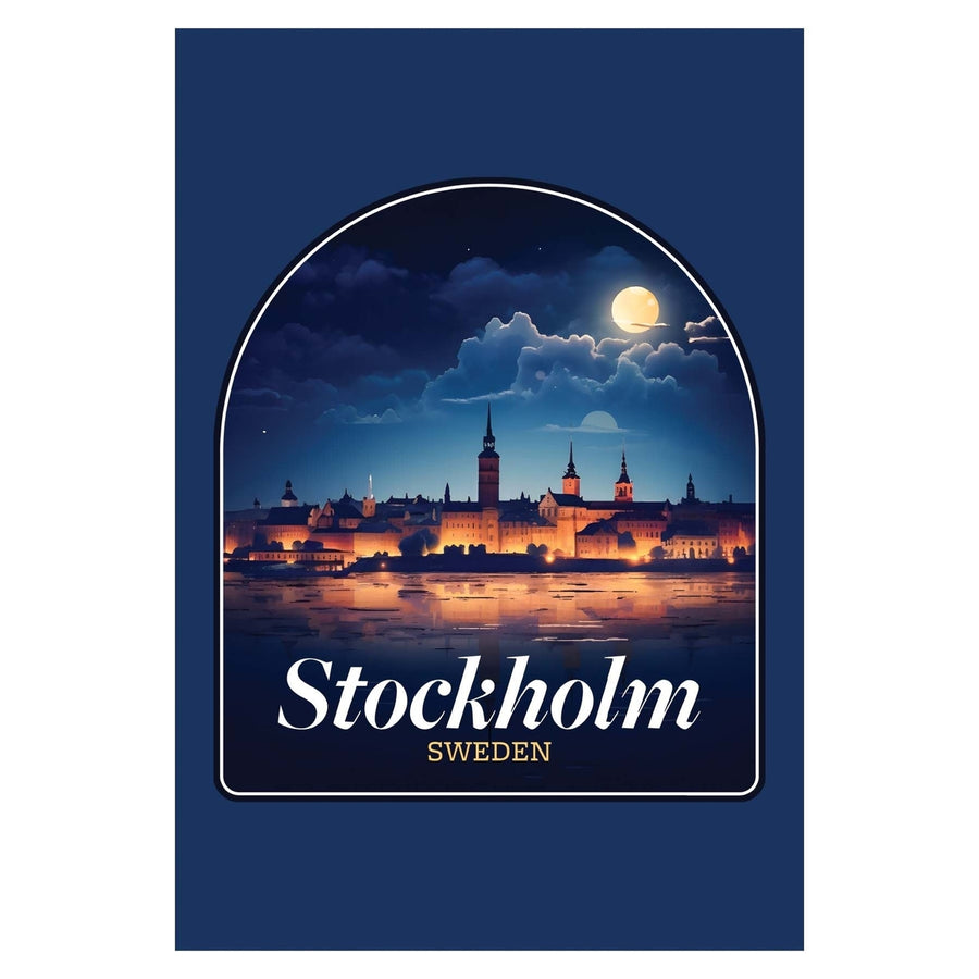 Stockholm Sweden Design B Souvenir Wood sign with frame 5x7 Image 1