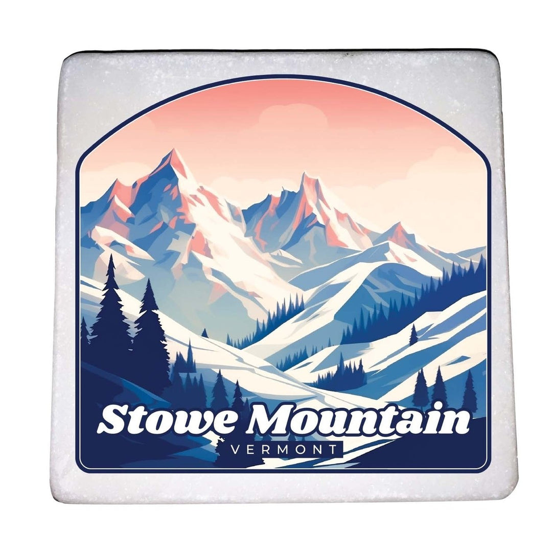 Stowe Mountain Vermont Design A Souvenir 4x4-Inch Coaster Marble 4 Pack Image 1