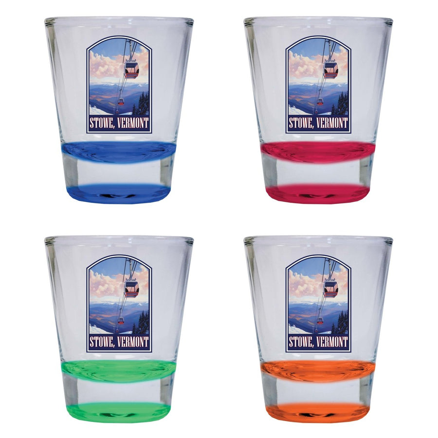 Stowe Mountain Vermont Design B Souvenir 2 Ounce Shot Glass Round 4-Pack Multicolor Image 1