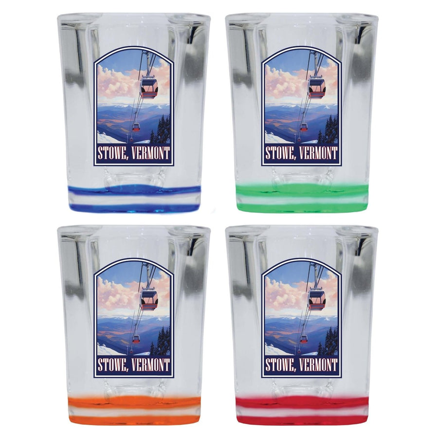 Stowe Mountain Vermont Design B Souvenir 2 Ounce Shot Glass Square 4-Pack Multicolor Image 1