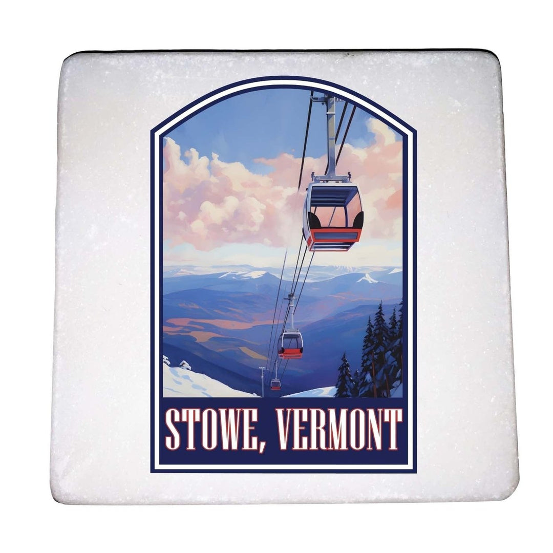 Stowe Mountain Vermont Design B Souvenir 4x4-Inch Coaster Marble 4 Pack Image 1