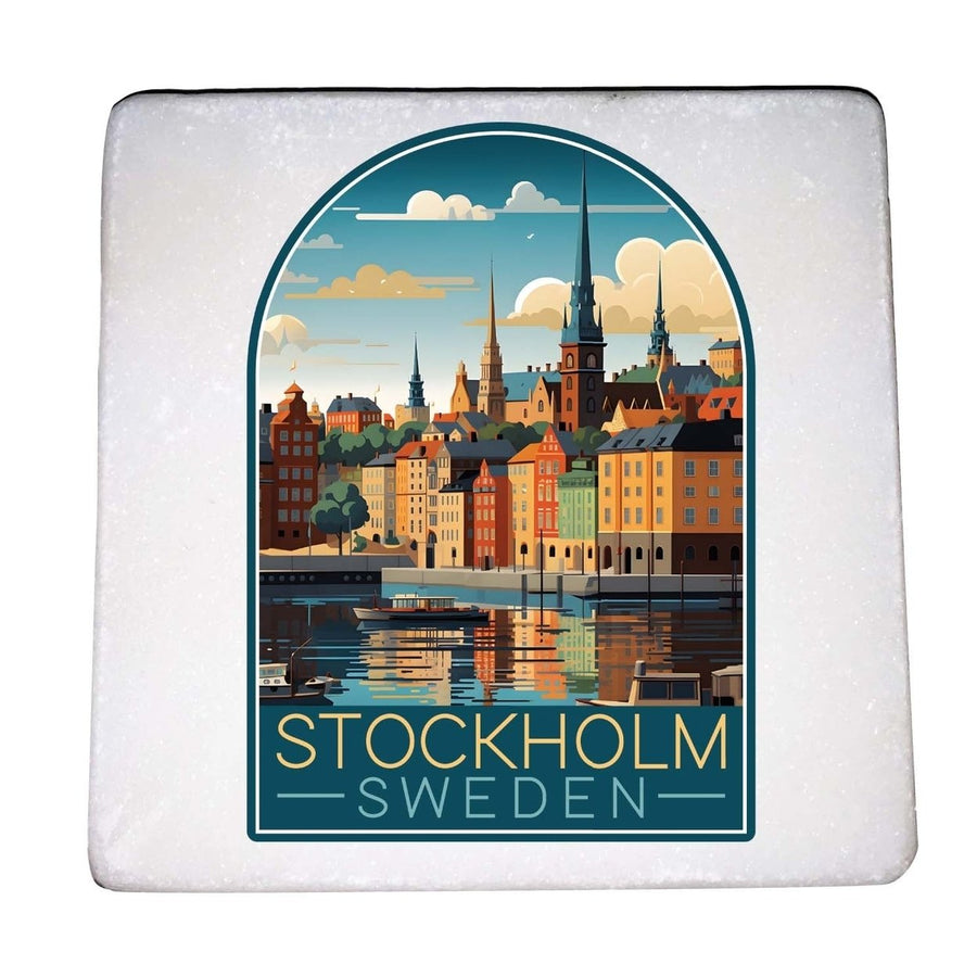 Stockholm Sweden Design A Souvenir 4x4-Inch Coaster Marble 4 Pack Image 1