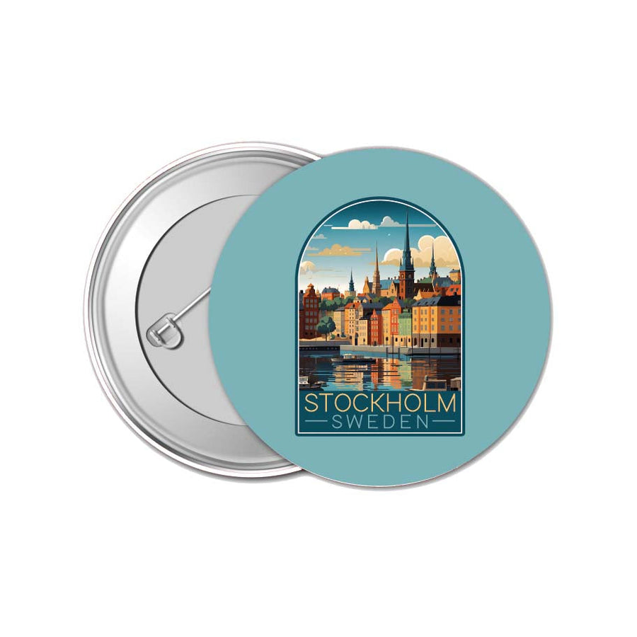 Stockholm Sweden Design A Souvenir Small 1-Inch Button Pin 4 Pack Image 1