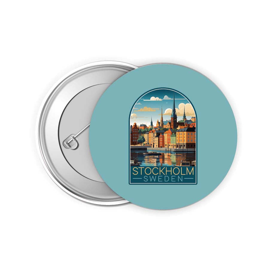 Stockholm Sweden Design A Souvenir Small 2-Inch Button Pin 4 Pack Image 1