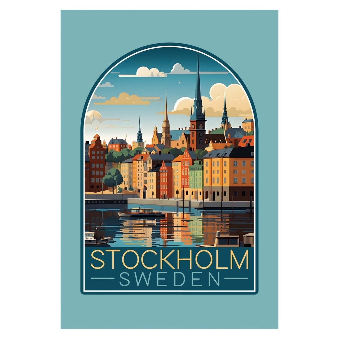 Stockholm Sweden Design A Souvenir Wood sign with frame 5x7 Image 1