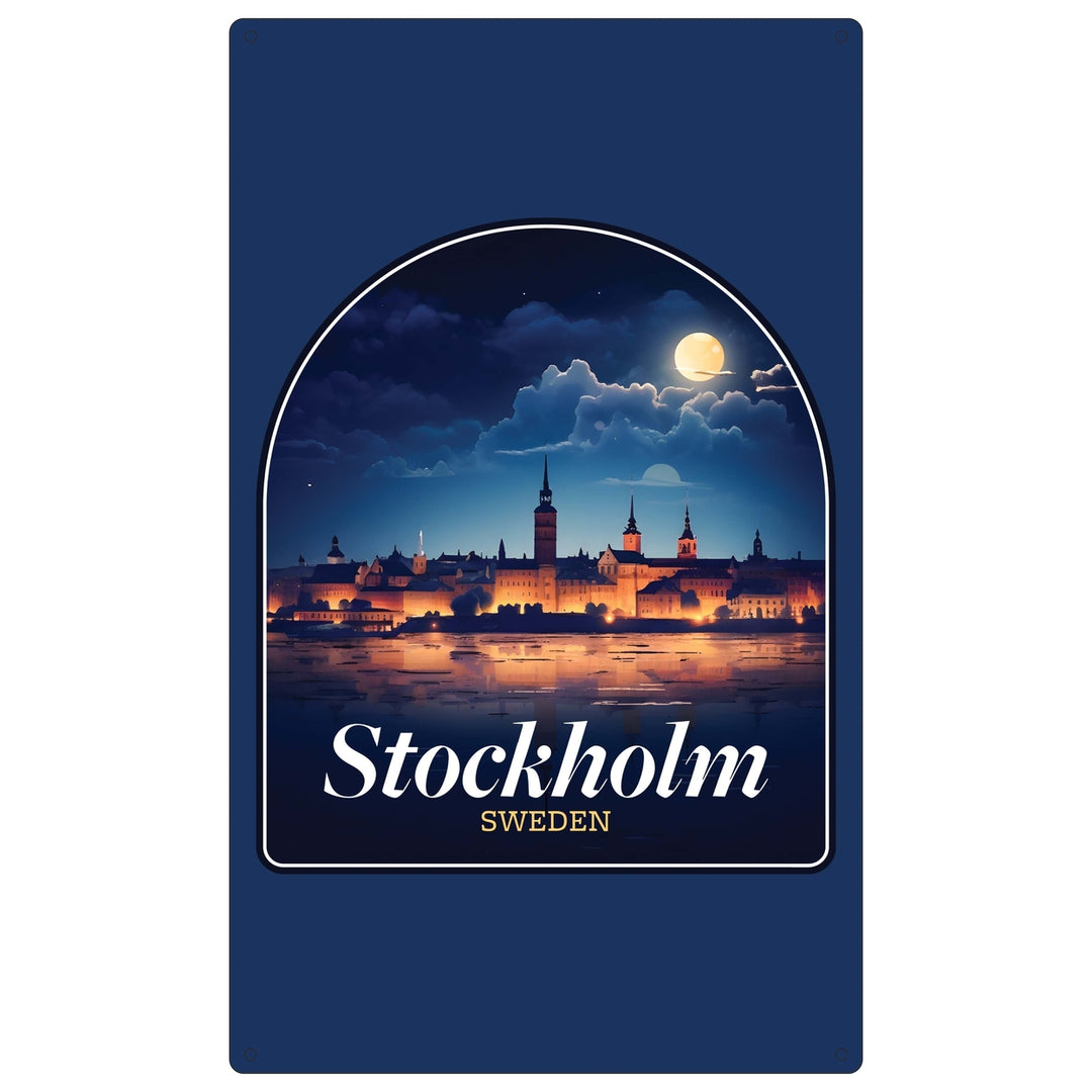 Stockholm Sweden Design B Souvenir Metal Sign 9 x 15 Image 1