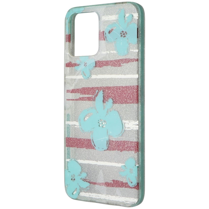 PureGear Slim Shell Series Hard Case for REVVL 6 5G - Blue Flowers/Glitter Image 1