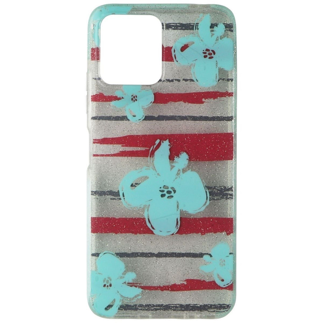 PureGear Slim Shell Series Hard Case for REVVL 6 5G - Blue Flowers/Glitter Image 2