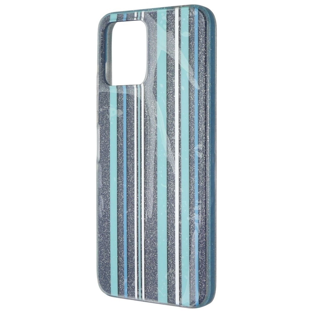 PureGear Slim Shell Series Hard Case for REVVL 6 5G - Blue Stripes/Glitter Image 1