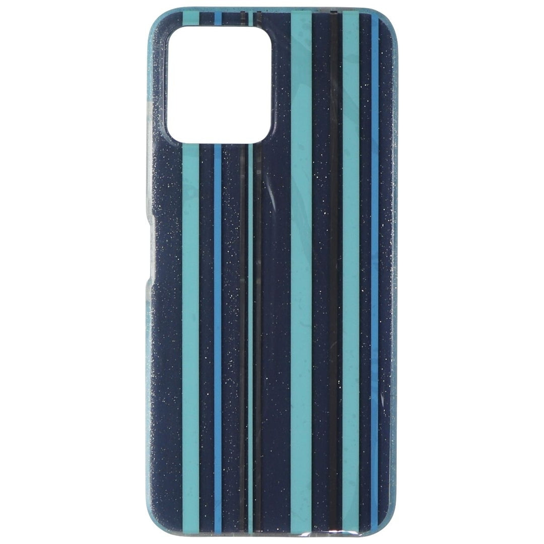 PureGear Slim Shell Series Hard Case for REVVL 6 5G - Blue Stripes/Glitter Image 2